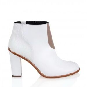 Tibi White & Tan Calf Hair Naomi Booties